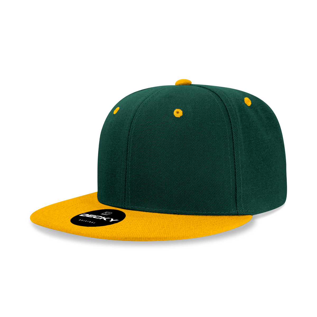 Decky 6 Panel High Profile Structured Acrylic/Polyester Snapback | Decky 6020 Forest/Gold Standard