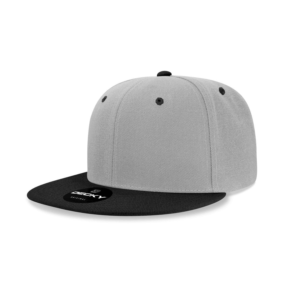 Decky 6 Panel High Profile Structured Acrylic/Polyester Snapback | Decky 6020 Grey/Black Standard