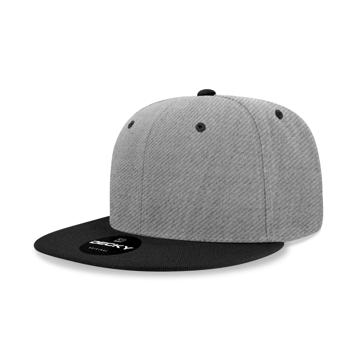 Decky 6 Panel High Profile Structured Acrylic/Polyester Snapback | Decky 6020 Heather Grey/Black Standard