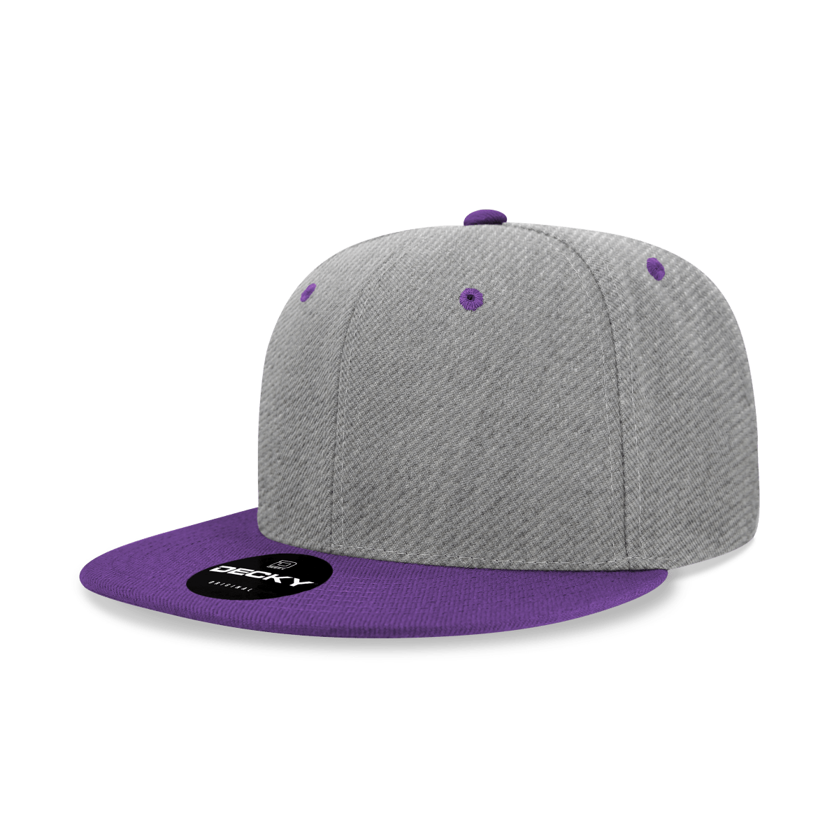 Decky 6 Panel High Profile Structured Acrylic/Polyester Snapback | Decky 6020 HeatherGrey/Purple Standard