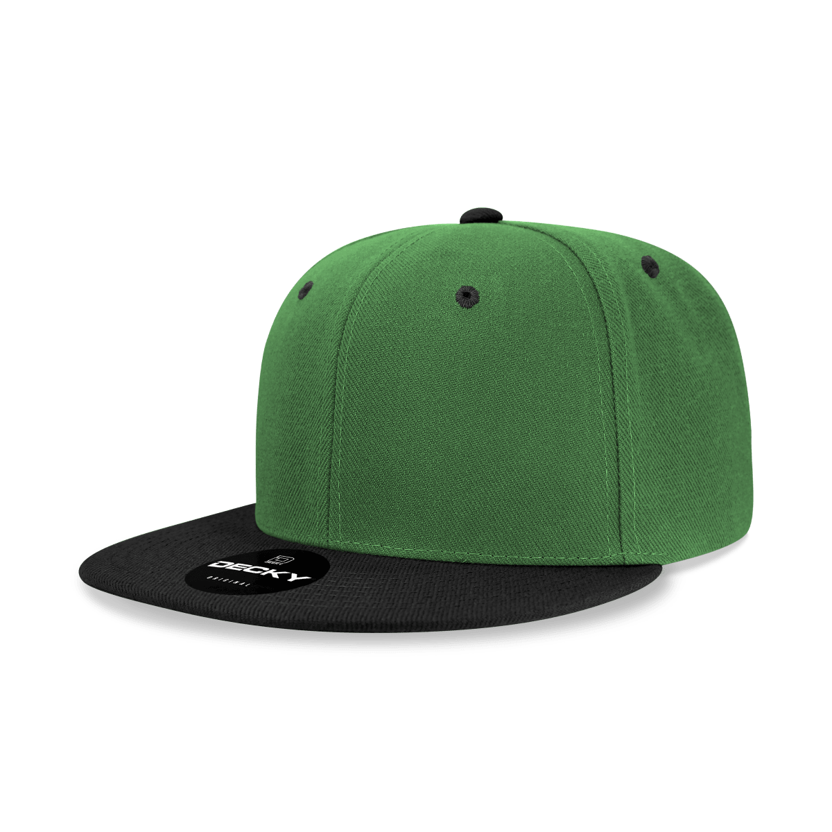 Decky 6 Panel High Profile Structured Acrylic/Polyester Snapback | Decky 6020 Kelly/Black Standard