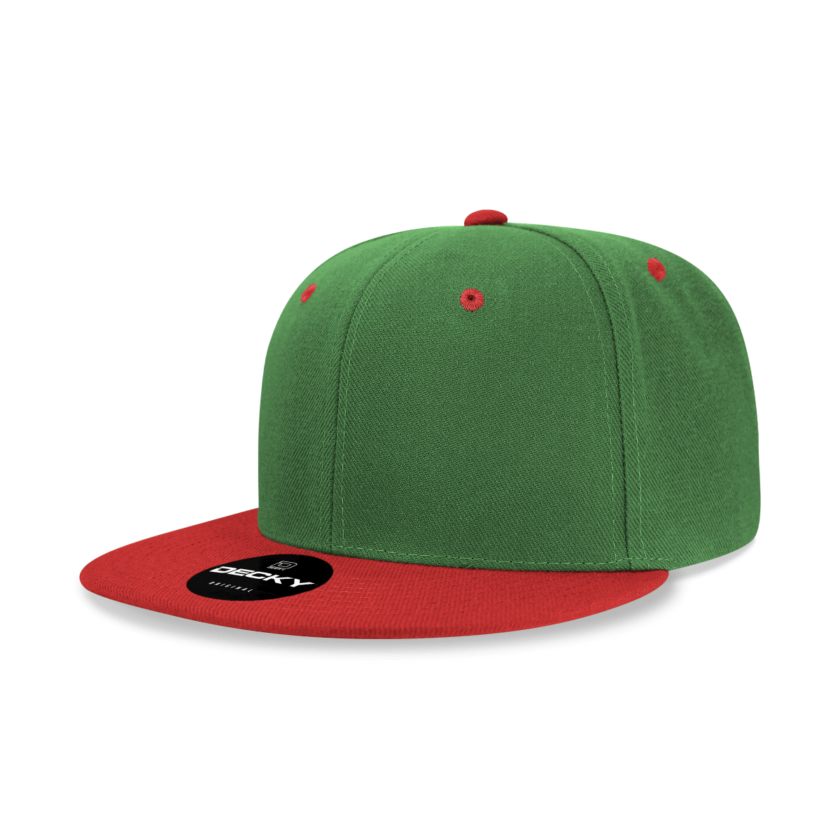Decky 6 Panel High Profile Structured Acrylic/Polyester Snapback | Decky 6020 Kelly/Red Standard