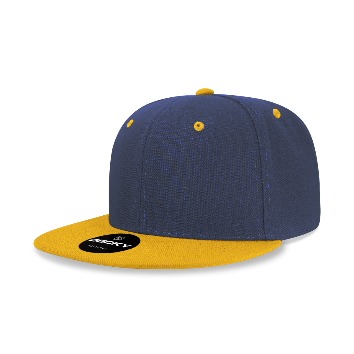 Decky 6 Panel High Profile Structured Acrylic/Polyester Snapback | Decky 6020 Navy/Gold Standard