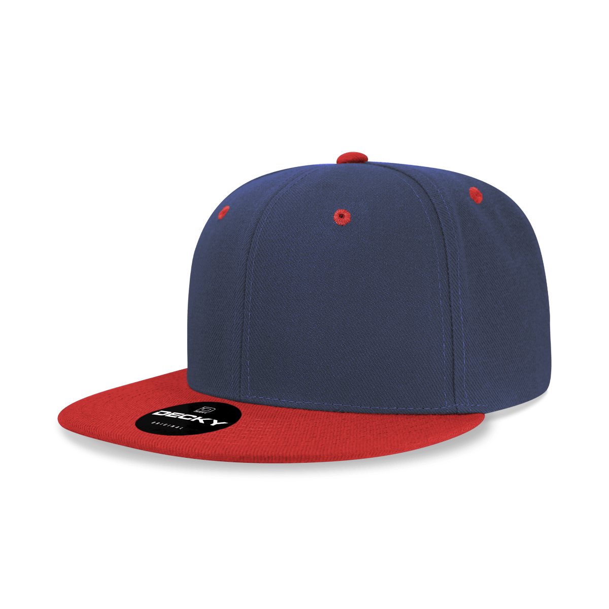 Decky 6 Panel High Profile Structured Acrylic/Polyester Snapback | Decky 6020 Navy/Red Standard