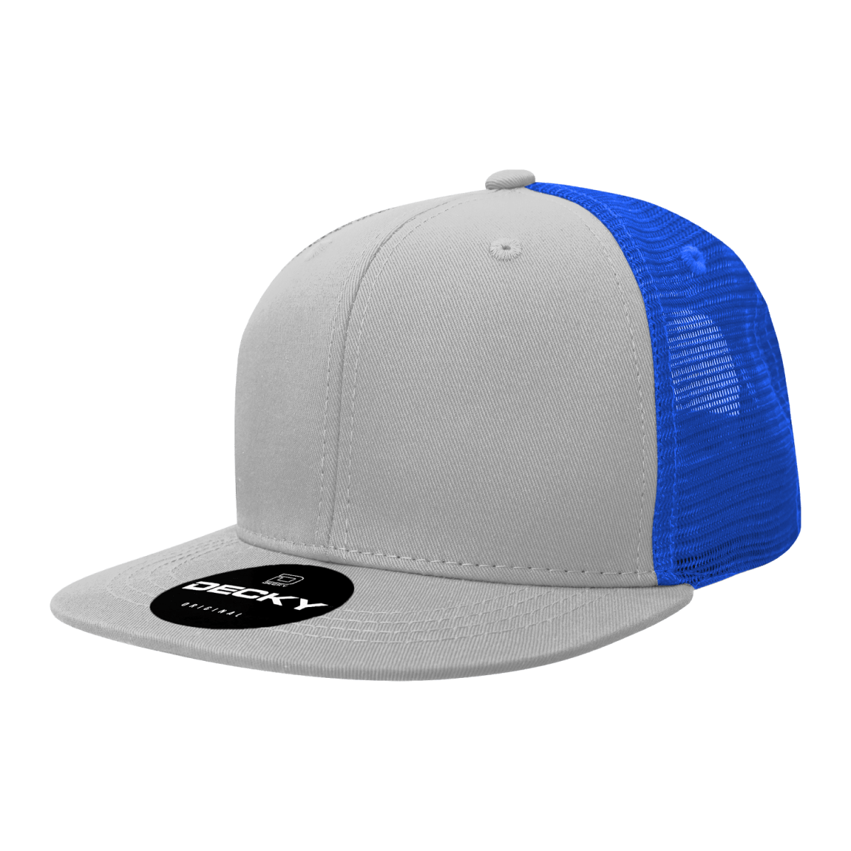Decky 6 Panel High Profile Structured Acrylic/Polyester Trucker | Decky 1052 Grey/Royal Standard