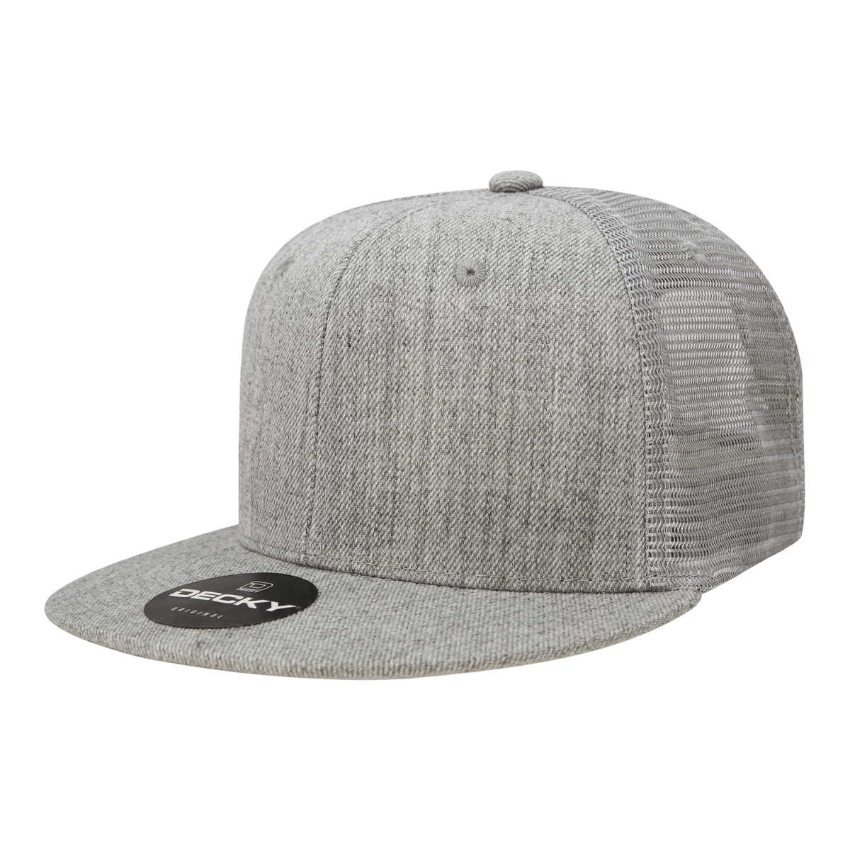 Decky 6 Panel High Profile Structured Acrylic/Polyester Trucker | Decky 1052 HeatherGrey Standard