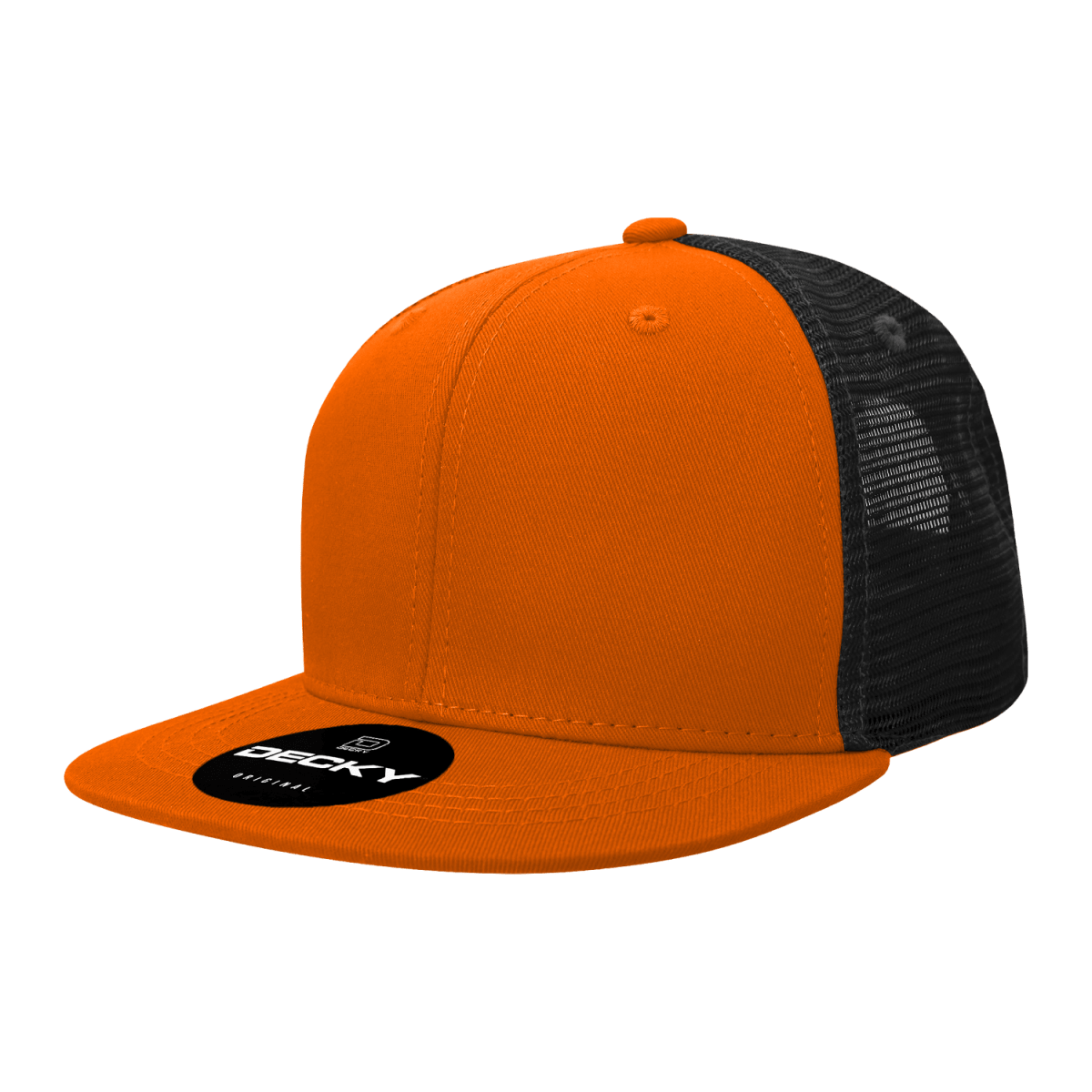 Decky 6 Panel High Profile Structured Acrylic/Polyester Trucker | Decky 1052 Orange/Black Standard