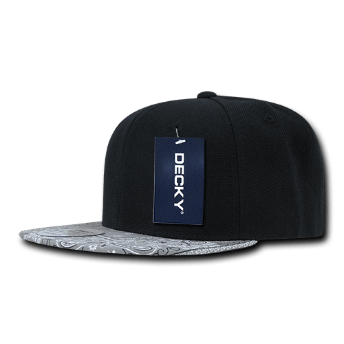 Decky 6 Panel High Profile Structured Bandanna Bill Snapback | Decky 1093 Black/Grey OSFM