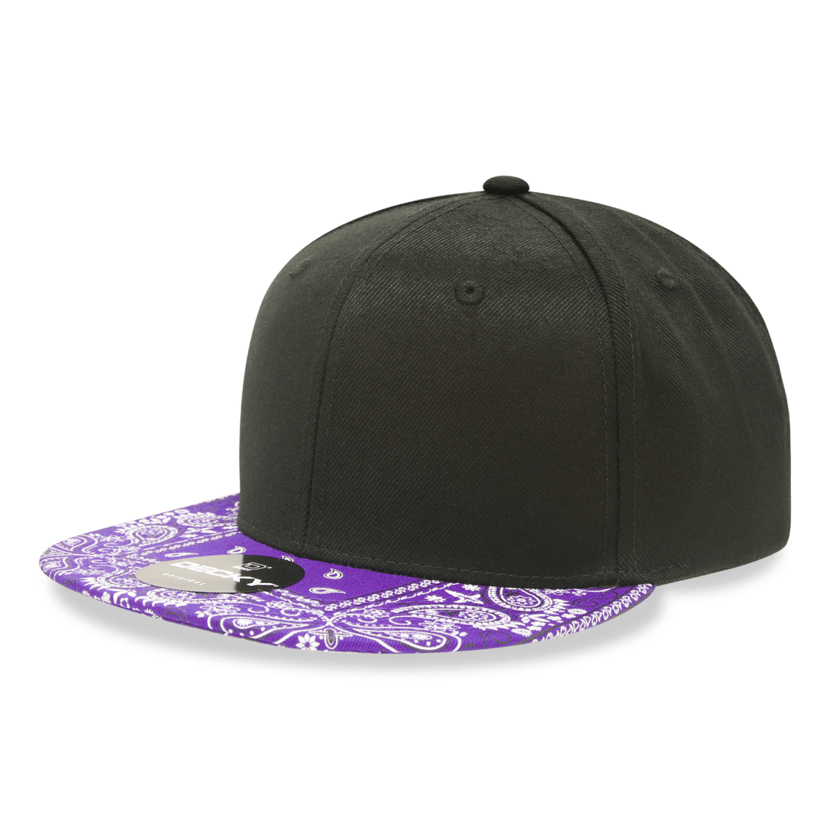 Decky 6 Panel High Profile Structured Bandanna Bill Snapback | Decky 1093 Black/Purple Standard