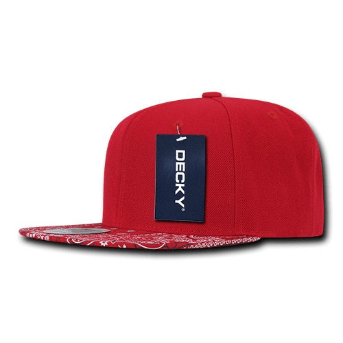 Decky 6 Panel High Profile Structured Bandanna Bill Snapback | Decky 1093 Red/Red OSFM