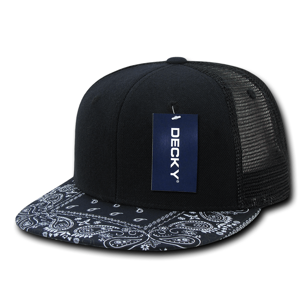 Decky 6 Panel High Profile Structured Bandanna Bill Trucker | Decky 1083 Black/Navy OSFM