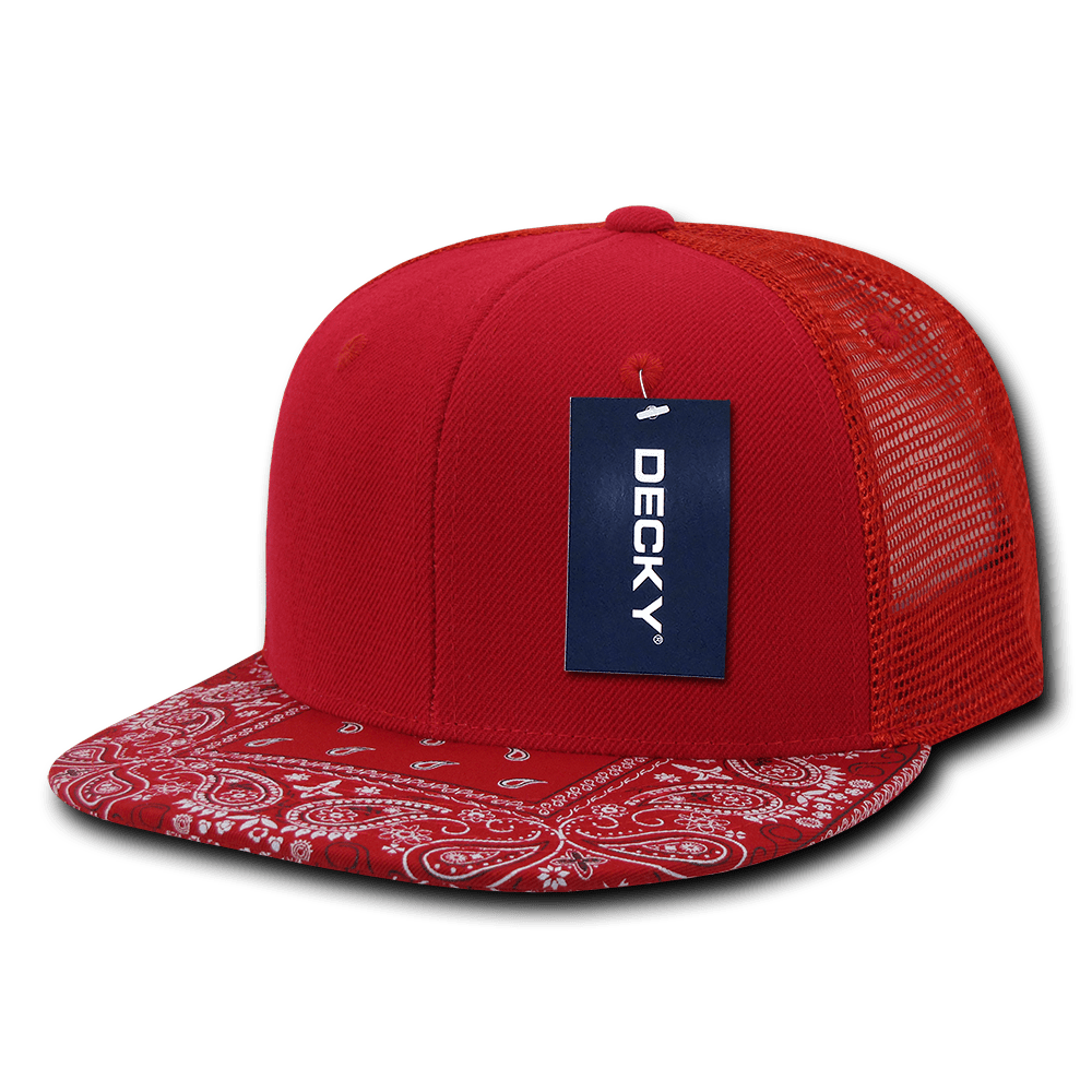 Decky 6 Panel High Profile Structured Bandanna Bill Trucker | Decky 1083 Red/Red OSFM
