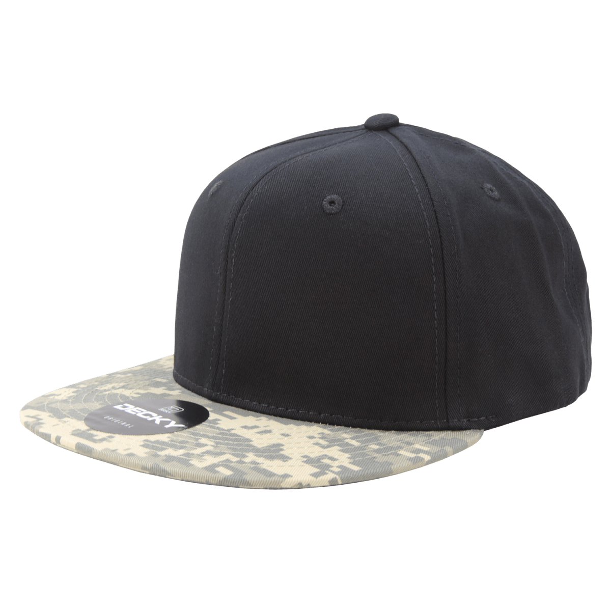 Decky 6 Panel High Profile Structured Camo Snapback | Decky 1047 ACU/Black/Black OSFM
