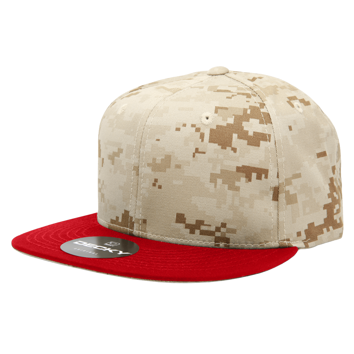 Decky 6 Panel High Profile Structured Camo Snapback | Decky 1047 Red/Des/Des OSFM