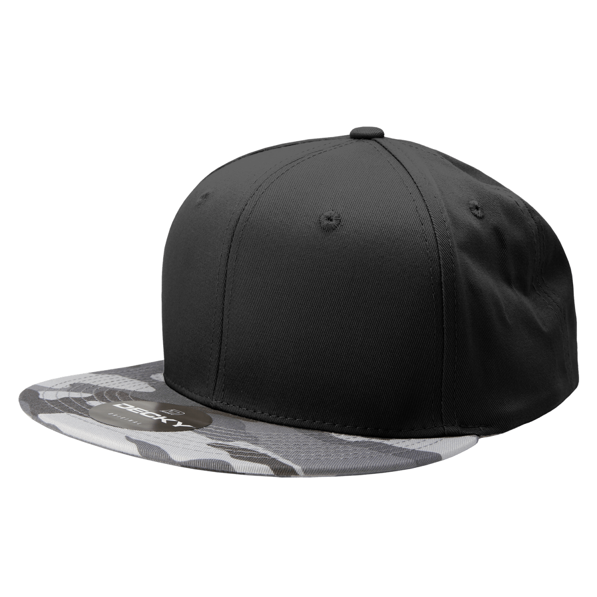 Decky 6 Panel High Profile Structured Camo Snapback | Decky 1047 URB/Black/Black OSFM