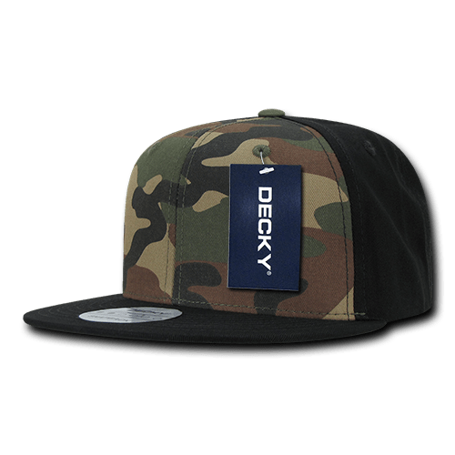 Decky 6 Panel High Profile Structured Camo Snapback | Decky 1049 Black/Woodland/Black OSFM