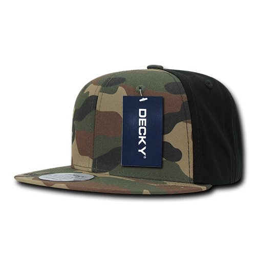 Decky 6 Panel High Profile Structured Camo Snapback | Decky 1049 Woodland/Woodland/Black OSFM