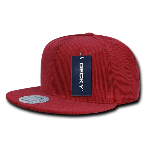 Decky 6 Panel High Profile Structured Corduroy Snapback | Decky 1076 Red OSFM