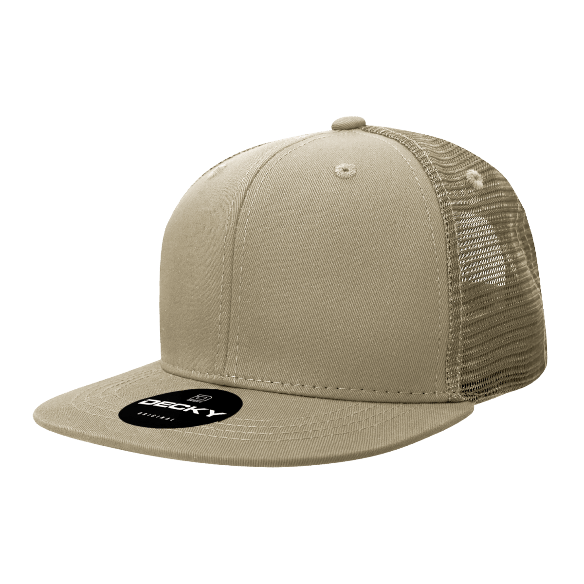 Decky 6 Panel High Profile Structured Cotton Blend Trucker | Decky 6033 Khaki Standard