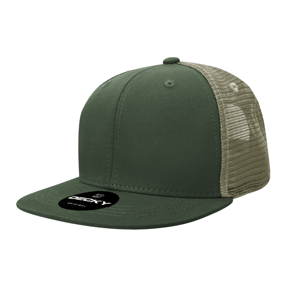 Decky 6 Panel High Profile Structured Cotton Blend Trucker | Decky 6033 Olive/Khaki Standard