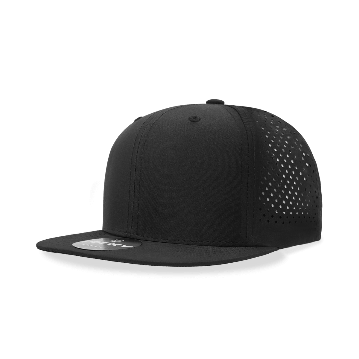 Decky 6 Panel High Profile Structured Perforated Performance Snapback | Decky 6228 Black Black