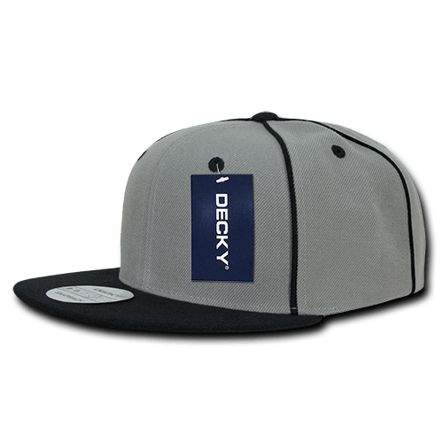 Decky 6 Panel High Profile Structured Piped Snapback | Decky 1078 Black OSFM
