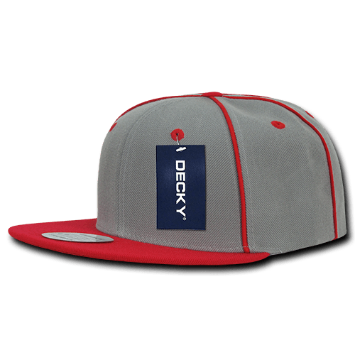 Decky 6 Panel High Profile Structured Piped Snapback | Decky 1078 Red OSFM