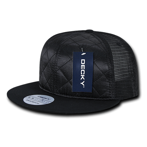 Decky 6 Panel High Profile Structured Quilted Trucker | Decky 1141 Black OSFM
