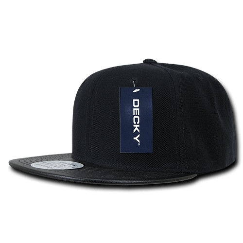 Decky 6 Panel High Profile Structured Vinyl Snapback | Decky 1071 Black/Black OSFM
