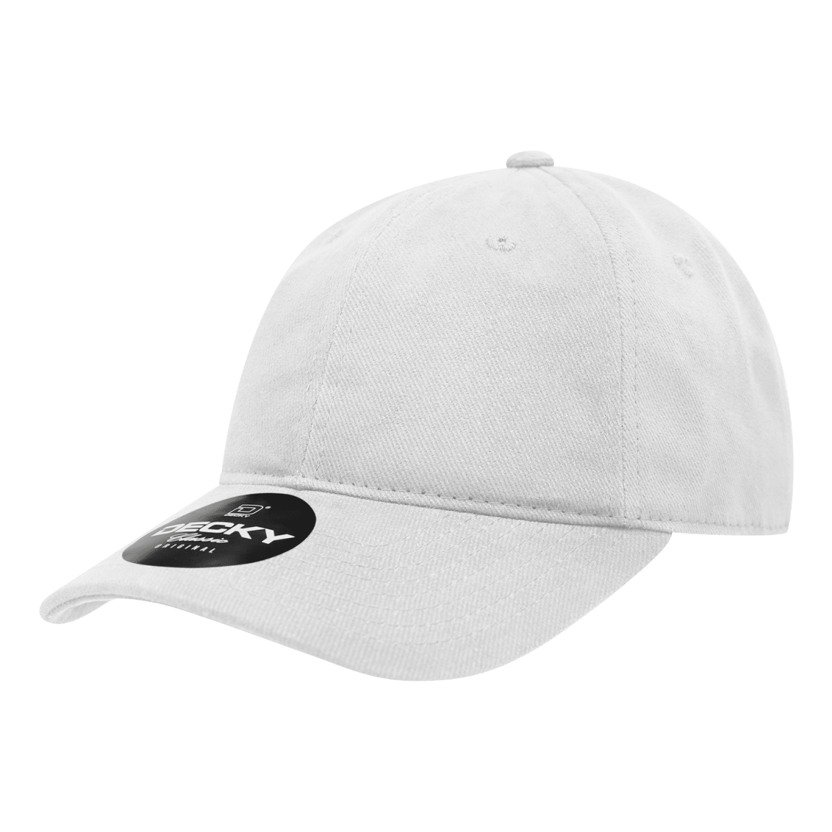 Decky 6 Panel Low Profile Relaxed Brushed Cotton Dad Hat | Decky 112 White OSFM Hats