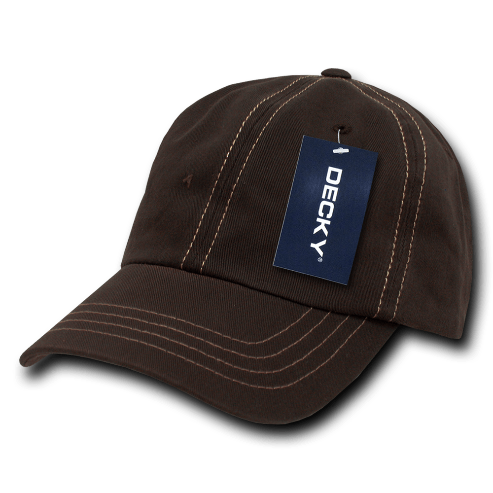 Decky 6 Panel Low Profile Relaxed Contra - Stitch Dad Hat | Decky 111 Brown OSFM Hats