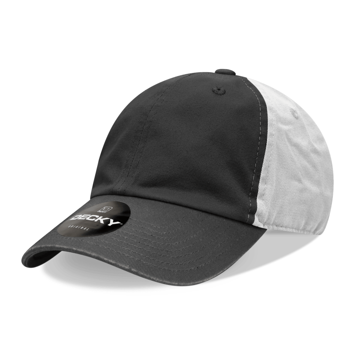 Decky 6 Panel Low Profile Relaxed Cotton Dad Hat | Decky 205 Black/Black/White OSFM Hats