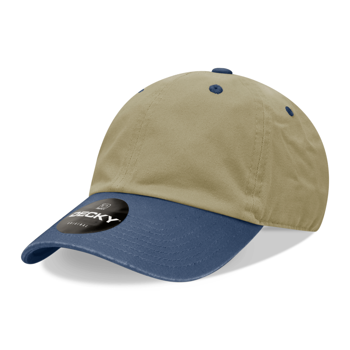 Decky 6 Panel Low Profile Relaxed Cotton Dad Hat | Decky 205 Khaki/Navy OSFM Hats