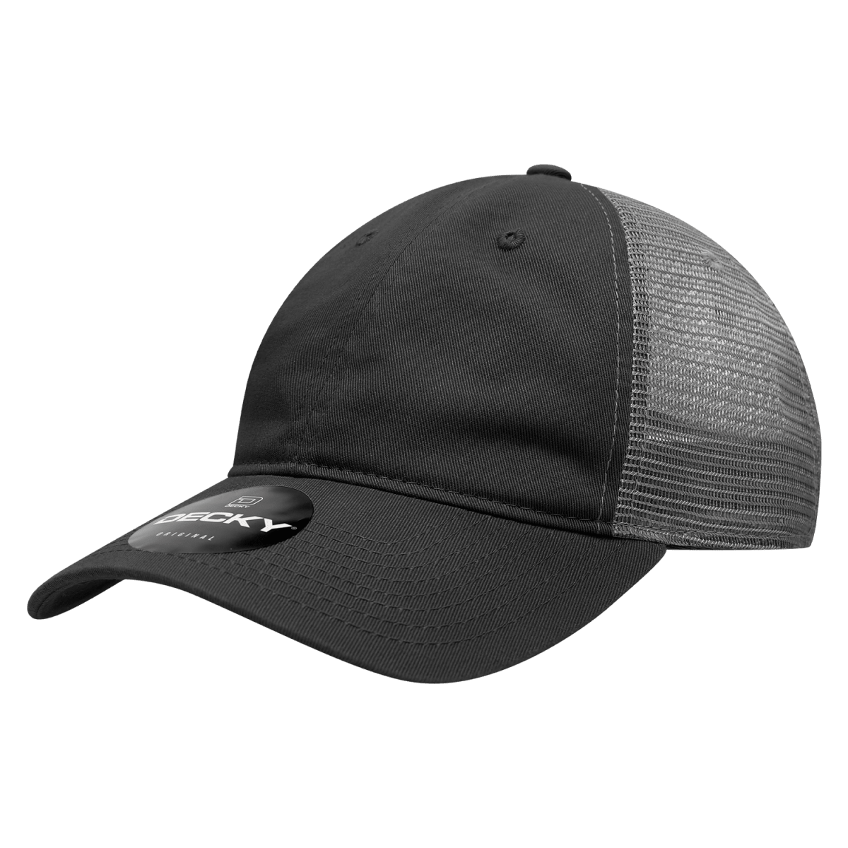 Decky 6 Panel Low Profile Relaxed Cotton Trucker | Decky 120 Black/Grey OSFM