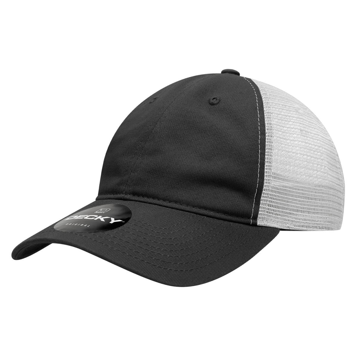 Decky 6 Panel Low Profile Relaxed Cotton Trucker | Decky 120 Blk/Blk/Wht OSFM