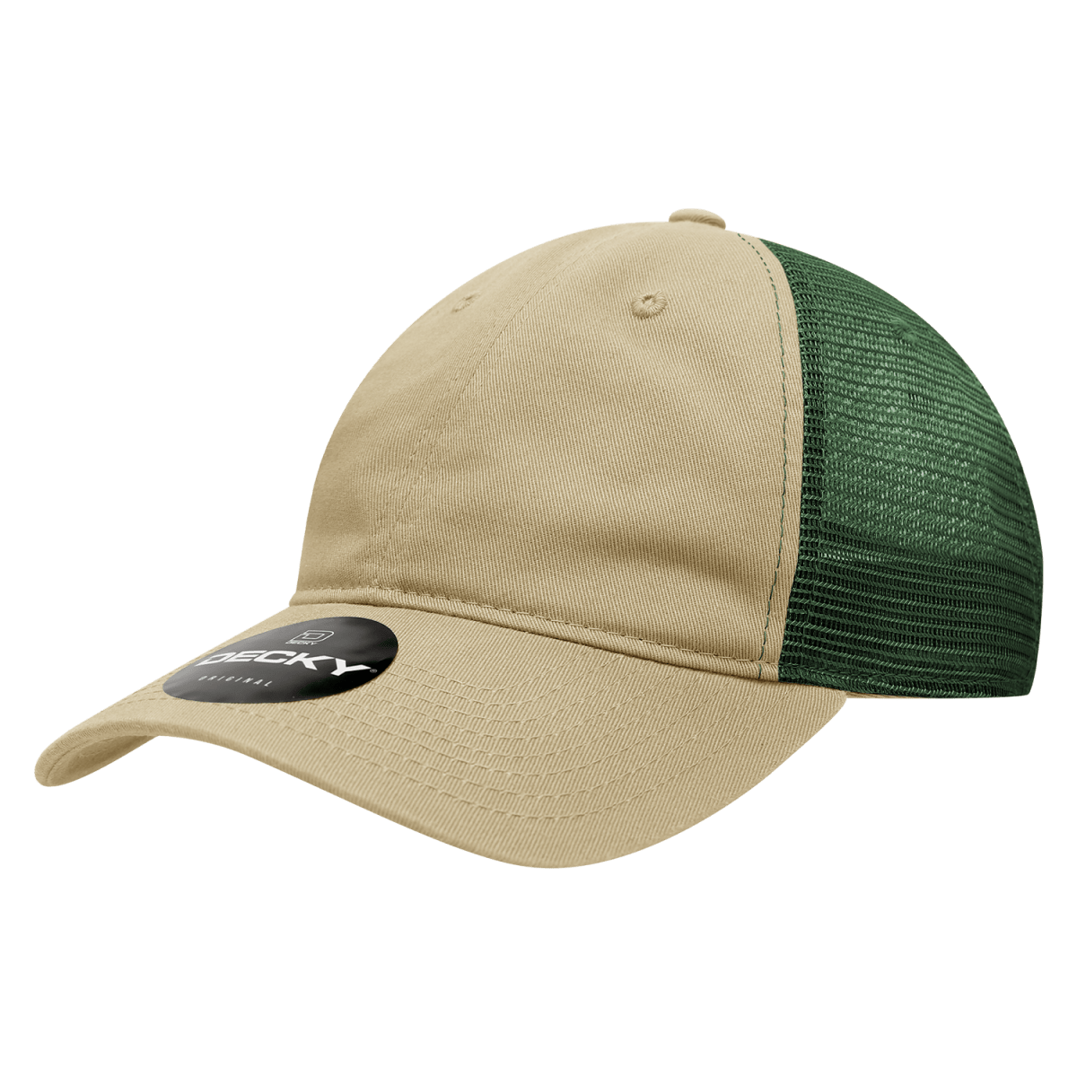 Decky 6 Panel Low Profile Relaxed Cotton Trucker | Decky 120 Khaki/Forest OSFM