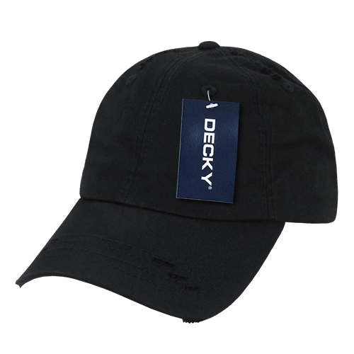 Decky 6 Panel Low Profile Relaxed Vintage Dad Hat | Decky 959 Black OSFM Hats