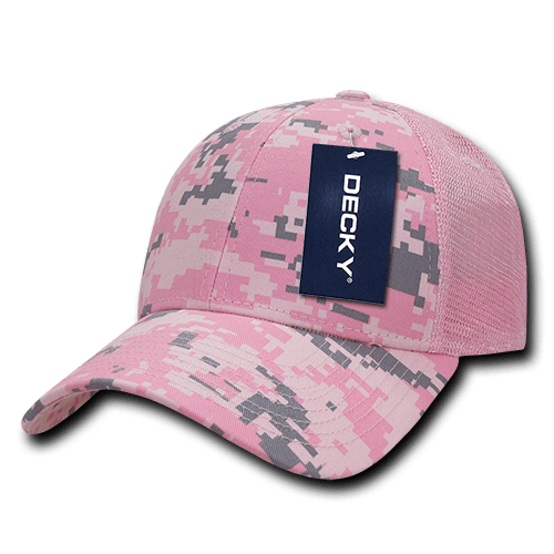 Decky 6 Panel Low Profile Structured Camo Trucker | Decky 218 Pink Digital OSFM