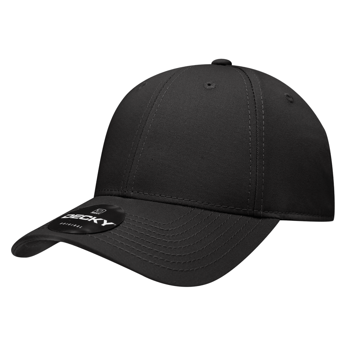 Decky 6 Panel Low Profile Structured Cotton Cap | Decky 209 Black OSFM Hats