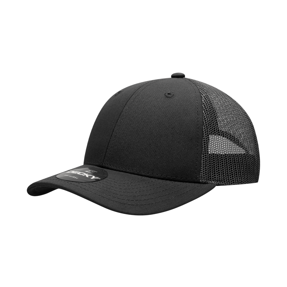 Decky 6 Panel Low Profile Structured Cotton Trucker | Decky 214 Black/Black OSFM