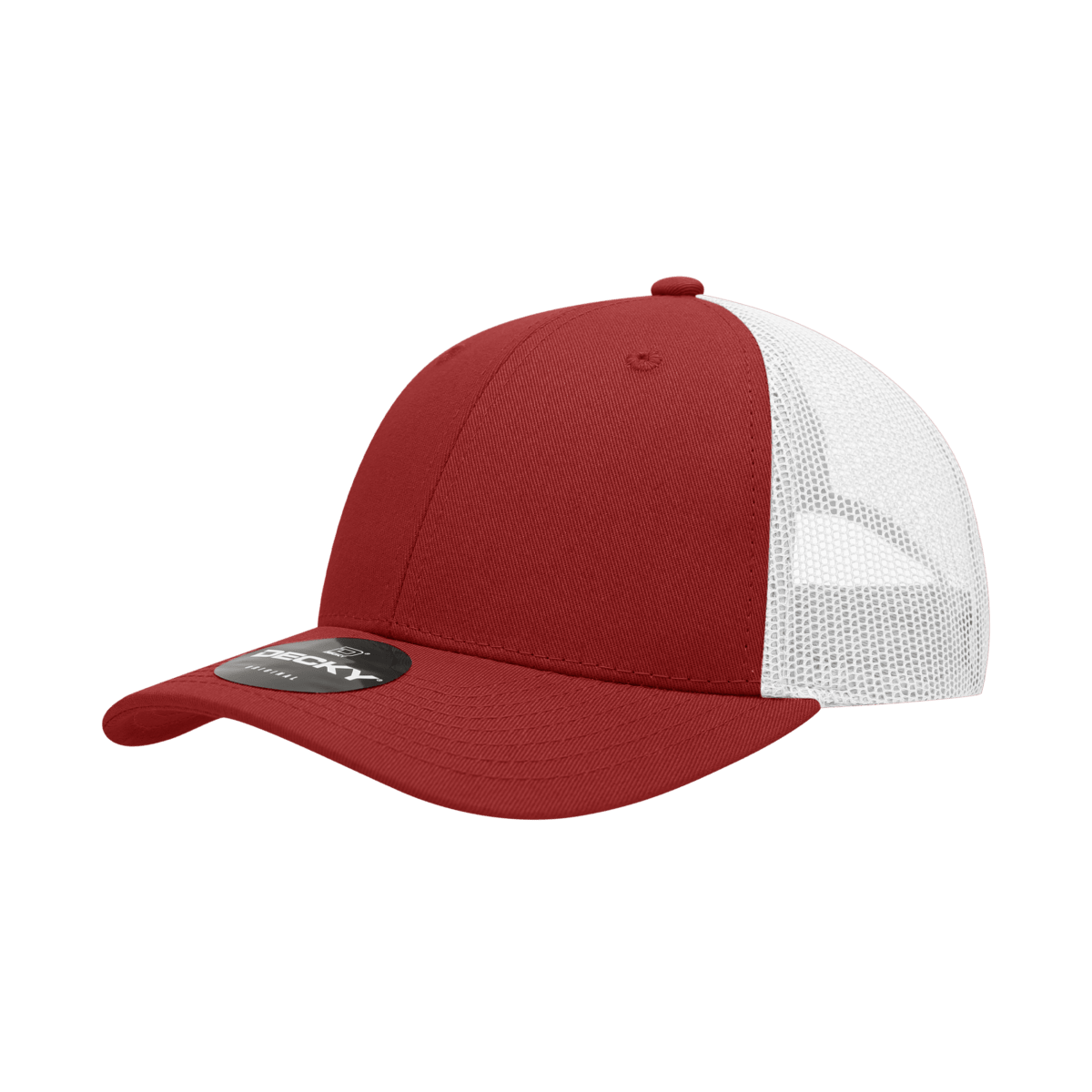 Decky 6 Panel Low Profile Structured Cotton Trucker | Decky 214 Cardinal/White OSFM