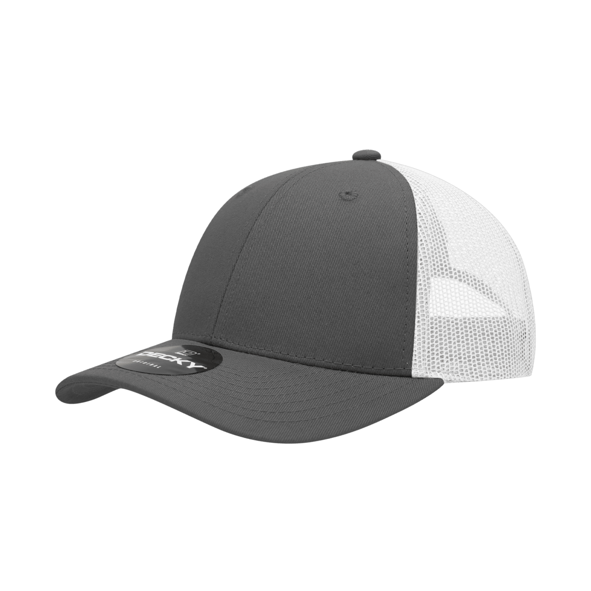 Decky 6 Panel Low Profile Structured Cotton Trucker | Decky 214 Charcoal/White OSFM