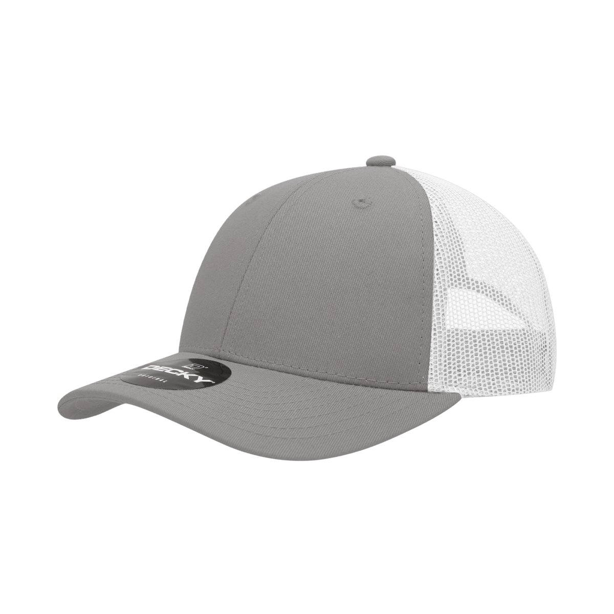 Decky 6 Panel Low Profile Structured Cotton Trucker | Decky 214 Grey/White OSFM