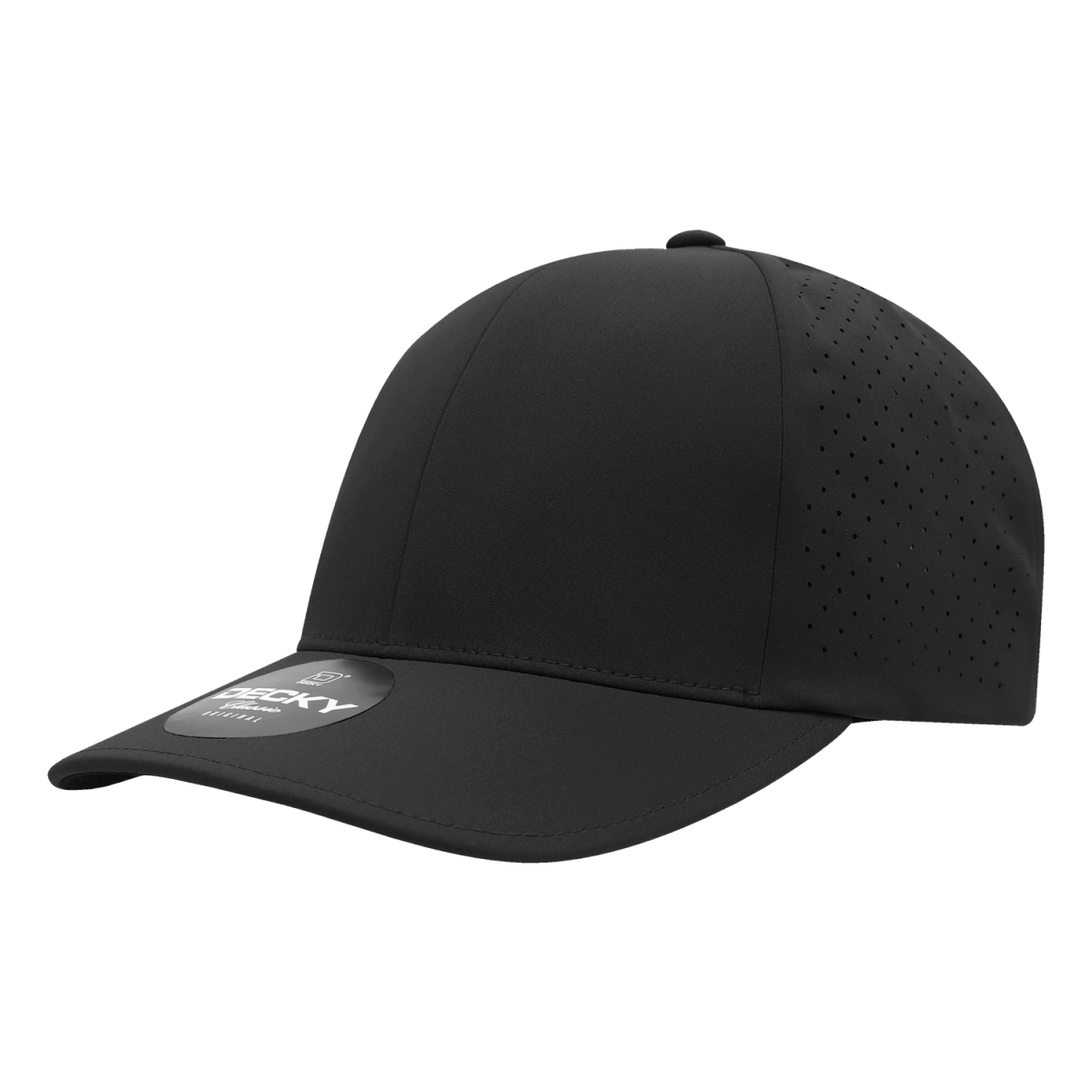 Decky 6 Panel Low Profile Structured Perforated Performance Cap | Decky 6046 Black Standard Hats