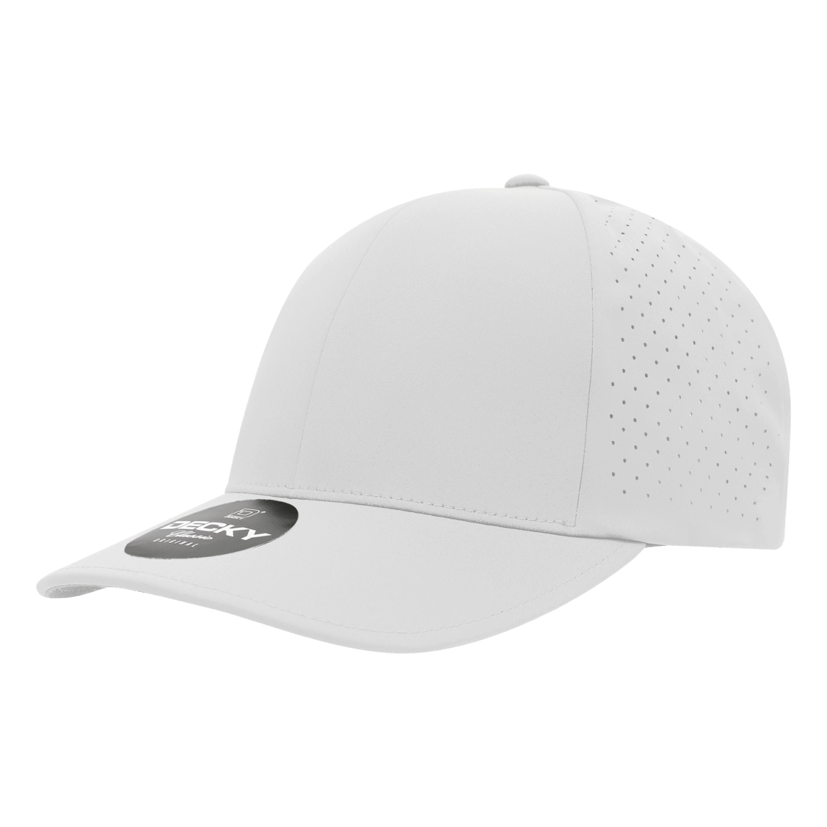 Decky 6 Panel Low Profile Structured Perforated Performance Cap | Decky 6046 White Standard Hats