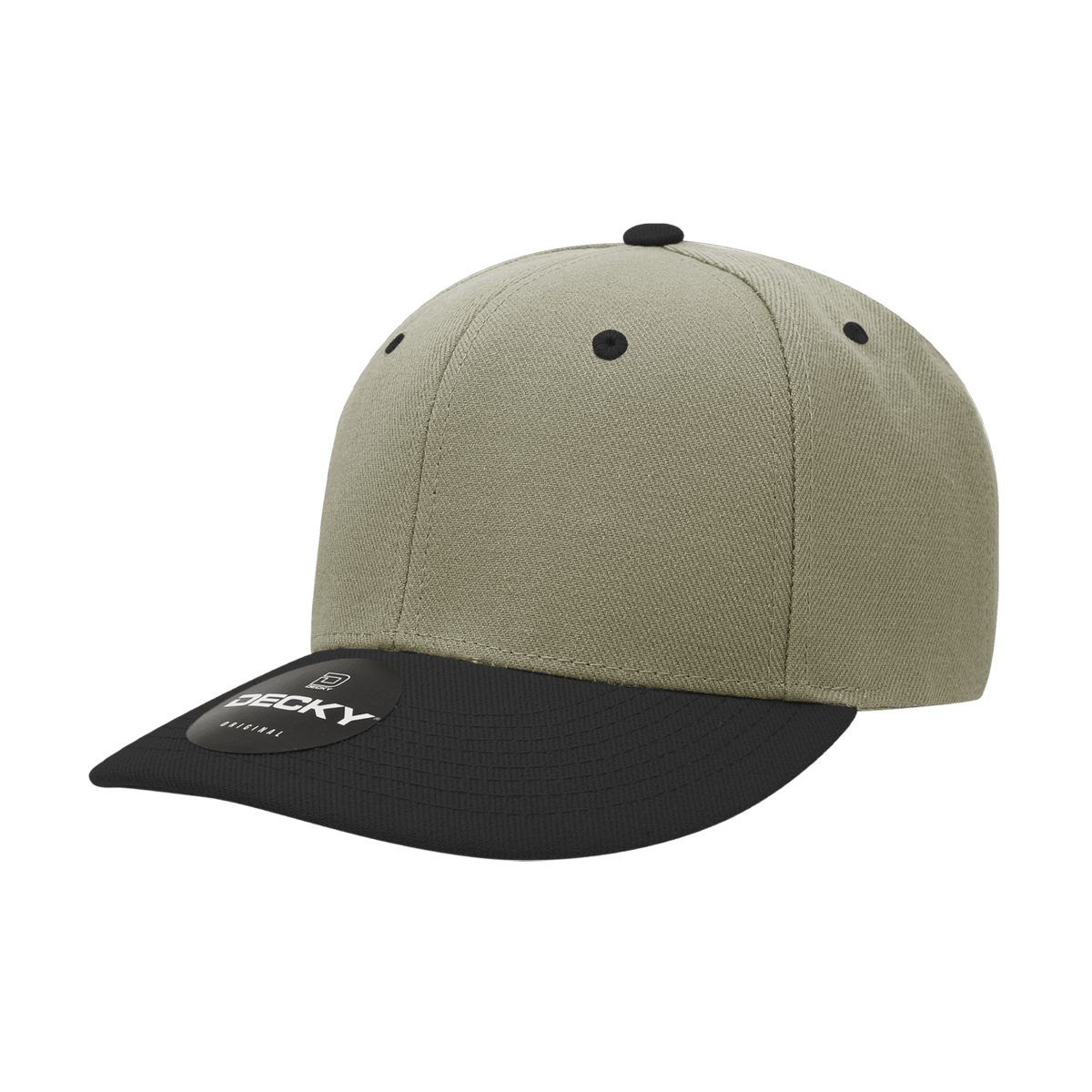 Decky 6 Panel Mid Profile Structured Acrylic/Polyester Cap | Decky 207 KHA/BLK Standard Hats
