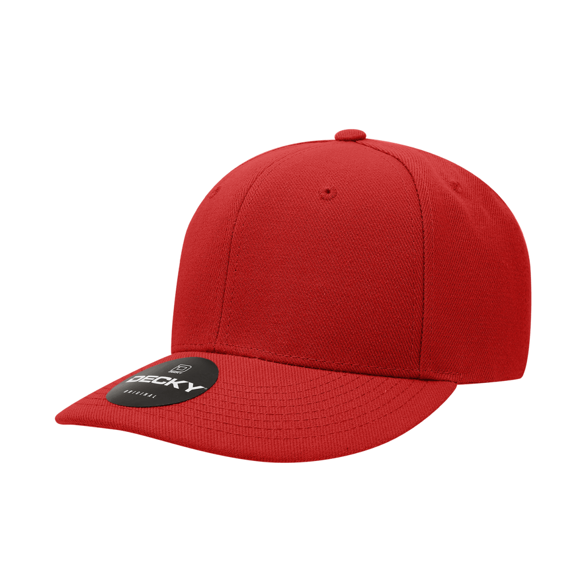 Decky 6 Panel Mid Profile Structured Acrylic/Polyester Cap | Decky 207 Red Standard Hats