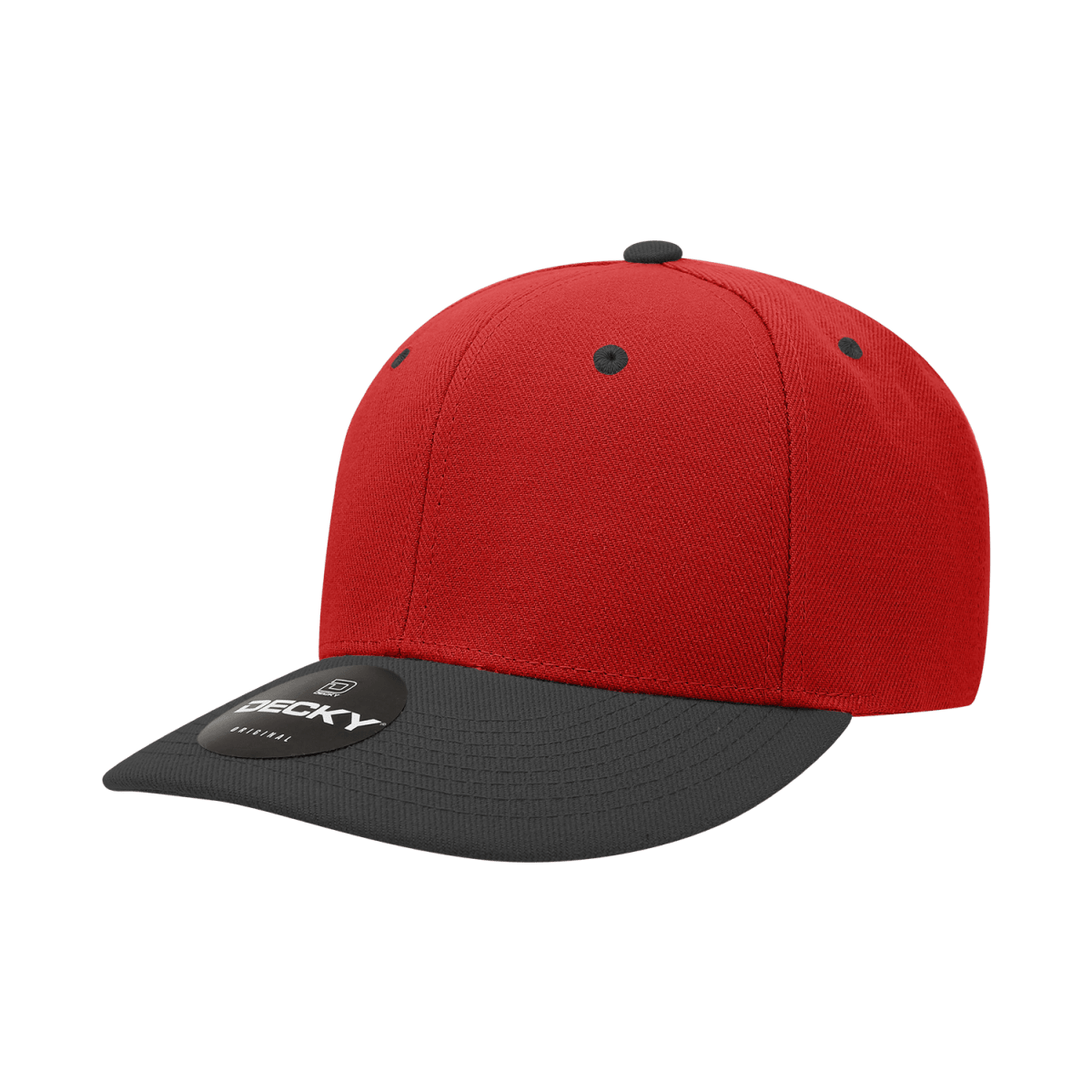 Decky 6 Panel Mid Profile Structured Acrylic/Polyester Cap | Decky 207 RED/BLK Standard Hats