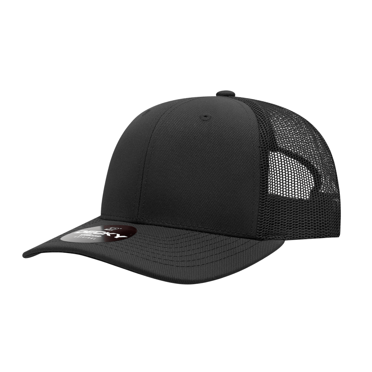 Decky 6 Panel Mid Profile Structured Acrylic/Polyester Trucker | Decky 1053 Black OSFM