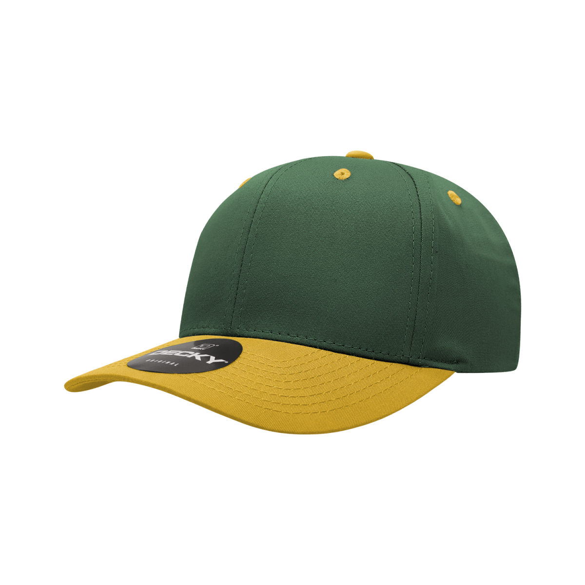 Decky 6 Panel Mid Profile Structured Cotton Blend Cap | Decky 6022 Forest/Gold Standard